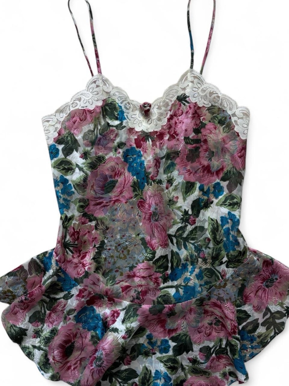 Victoria's Secret Floral ruffle Cami in Pink Blue Green